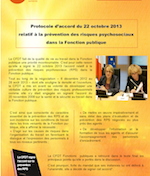 CFDT-Fonctions publiques. Protocole d'accord du 22 octobre 2013 relatif à la prévention des risques psychosociaux dans la Fonction publique. Fiches pratiques