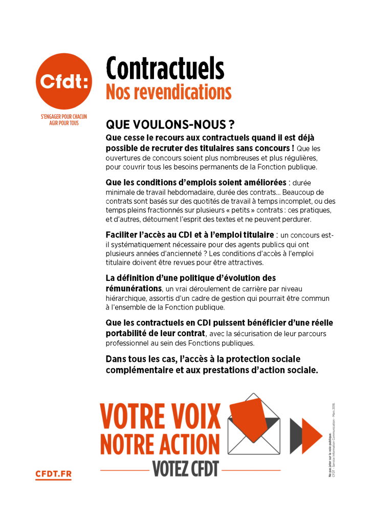 CFDT - Contractuels nos revendications. 9 mai 2018